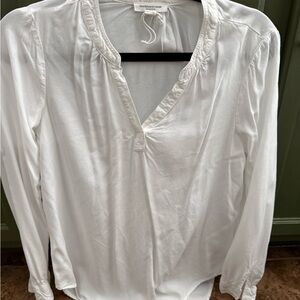 beachlunchlounge White V-Neck Blouse